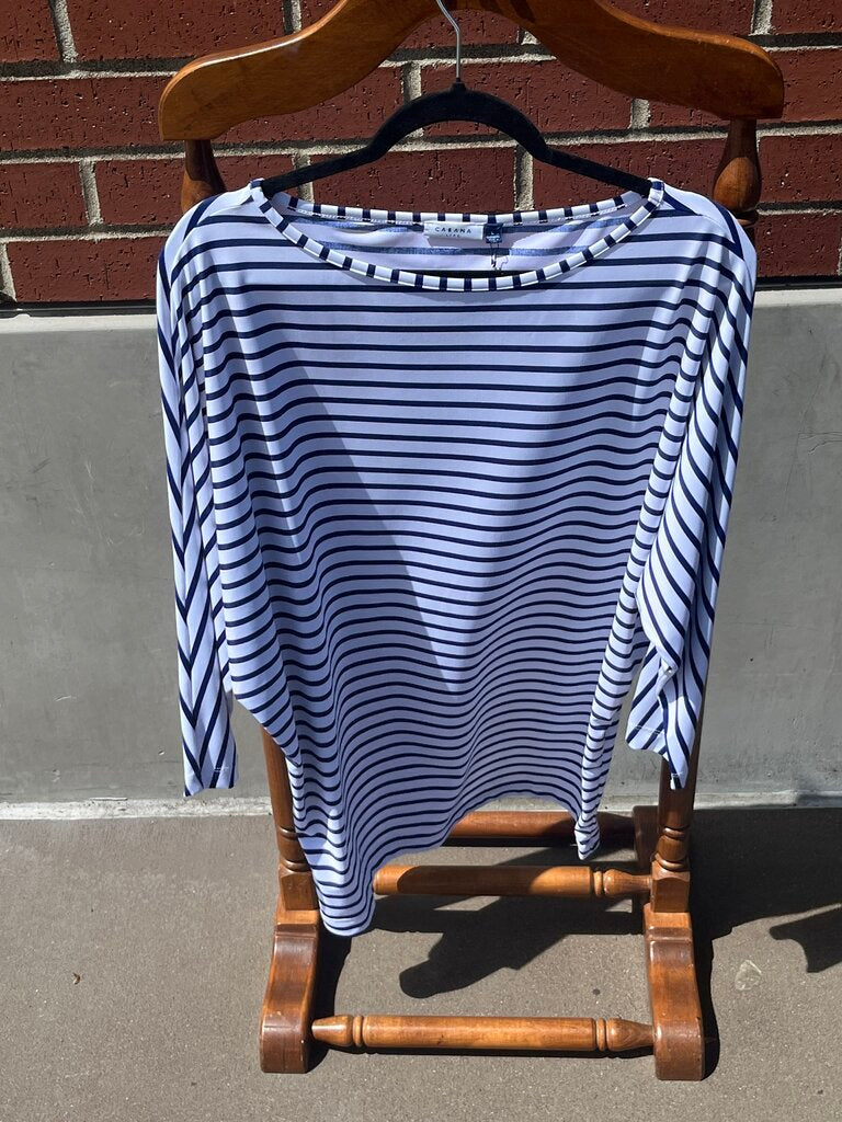 (L) Striped Dolman Sleeve Cover-Up Tunic