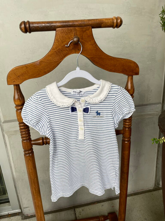 (8) Striped and Collared Shirt