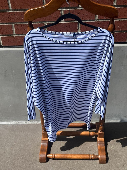 (L) Striped Dolman Sleeve Cover-Up Tunic