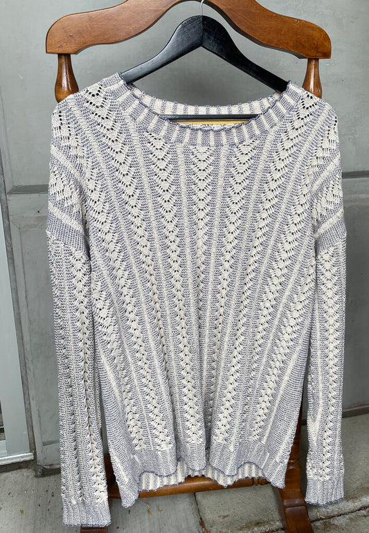 LS Crew Neck Heart Cable Cotton Sweater