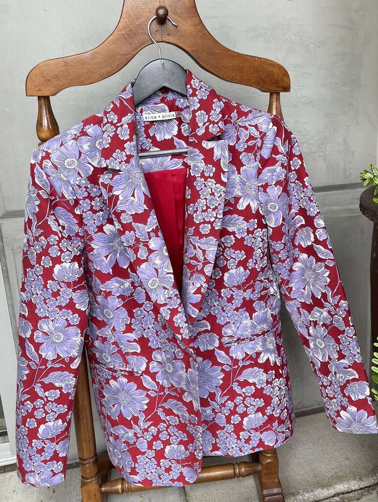 Like New Floral Print Knotch Collar Fitted Blazer