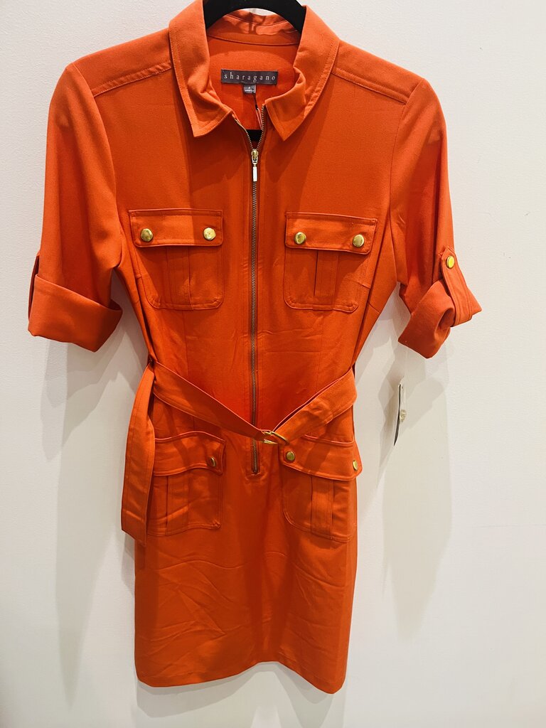 (4) NWT 3/4 Length Roll-Tab Sleeve Zip Front, 4 Pocket Belted Utility Shirt Dress