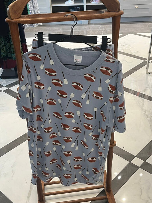 (L) S'mores Patterned Pajama Set