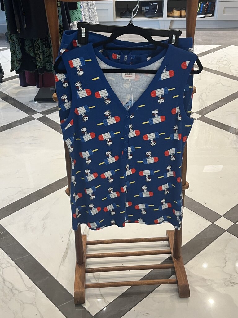 (L) 2-Piece Pajama Set w/Snoopy and Popsicles