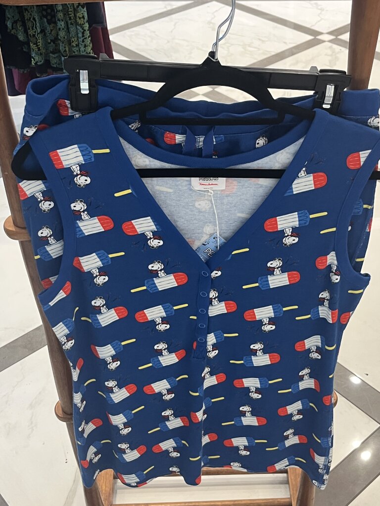 (L) 2-Piece Pajama Set w/Snoopy and Popsicles