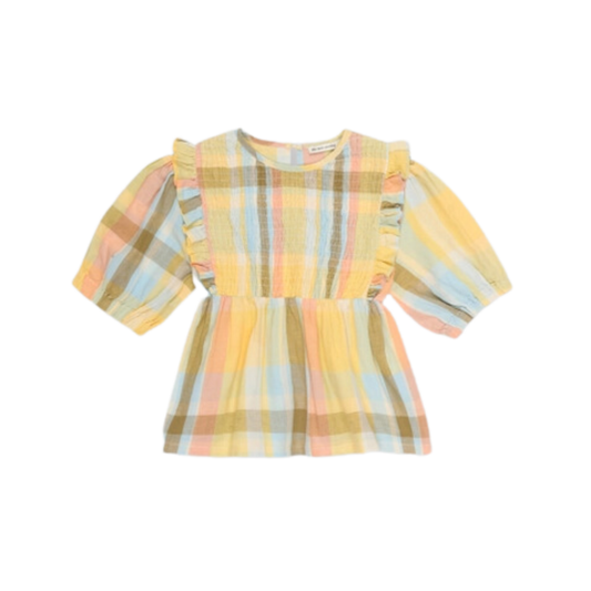 (14) Roberta Blouse (Plaid w. Smocking
